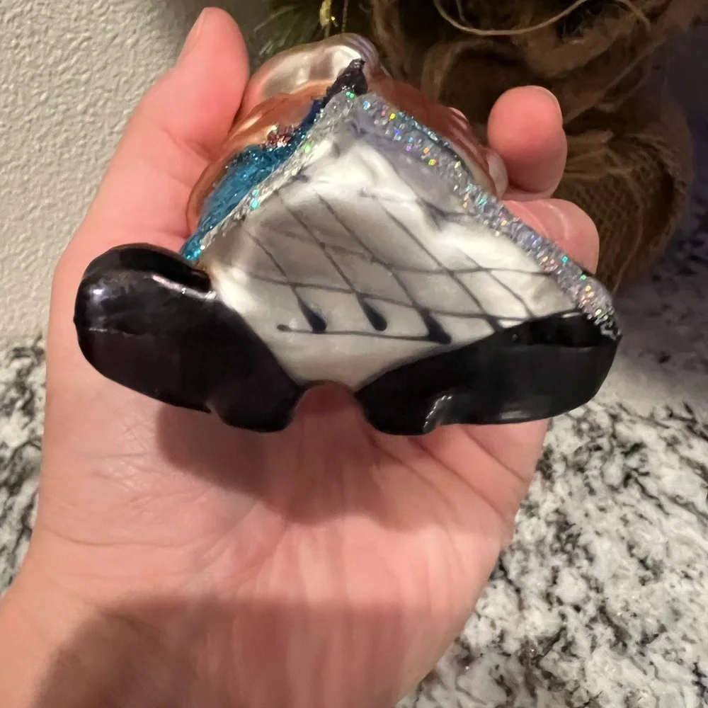 Fisherman Blown Glass Christmas Ornament Trout Creel Catch of Day Fish